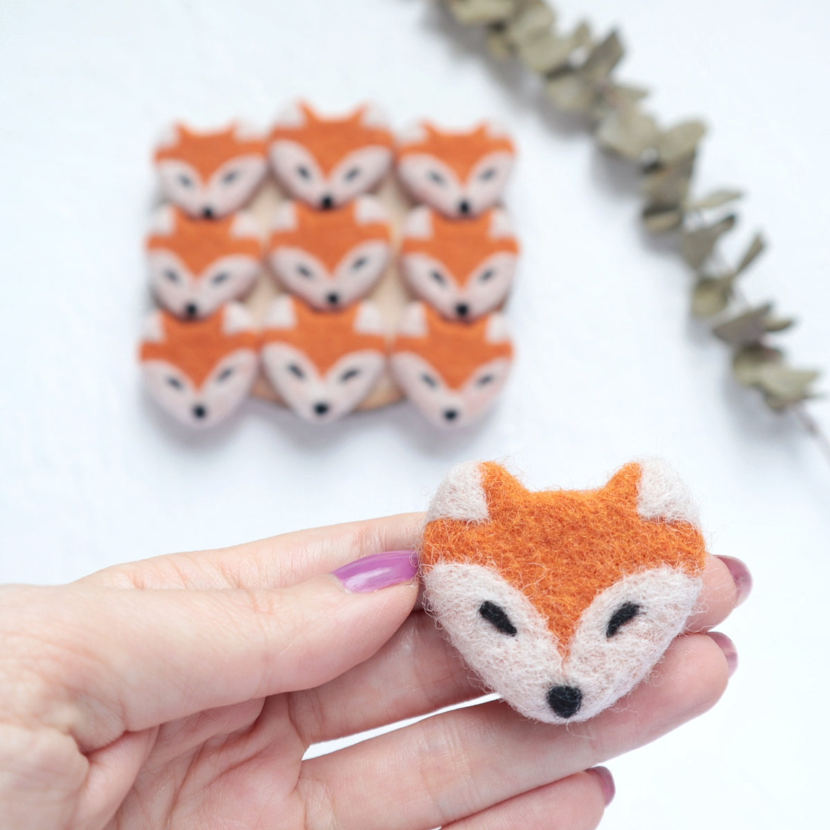 100% Wool needle felt Fox Forest Animals 3.7 cm