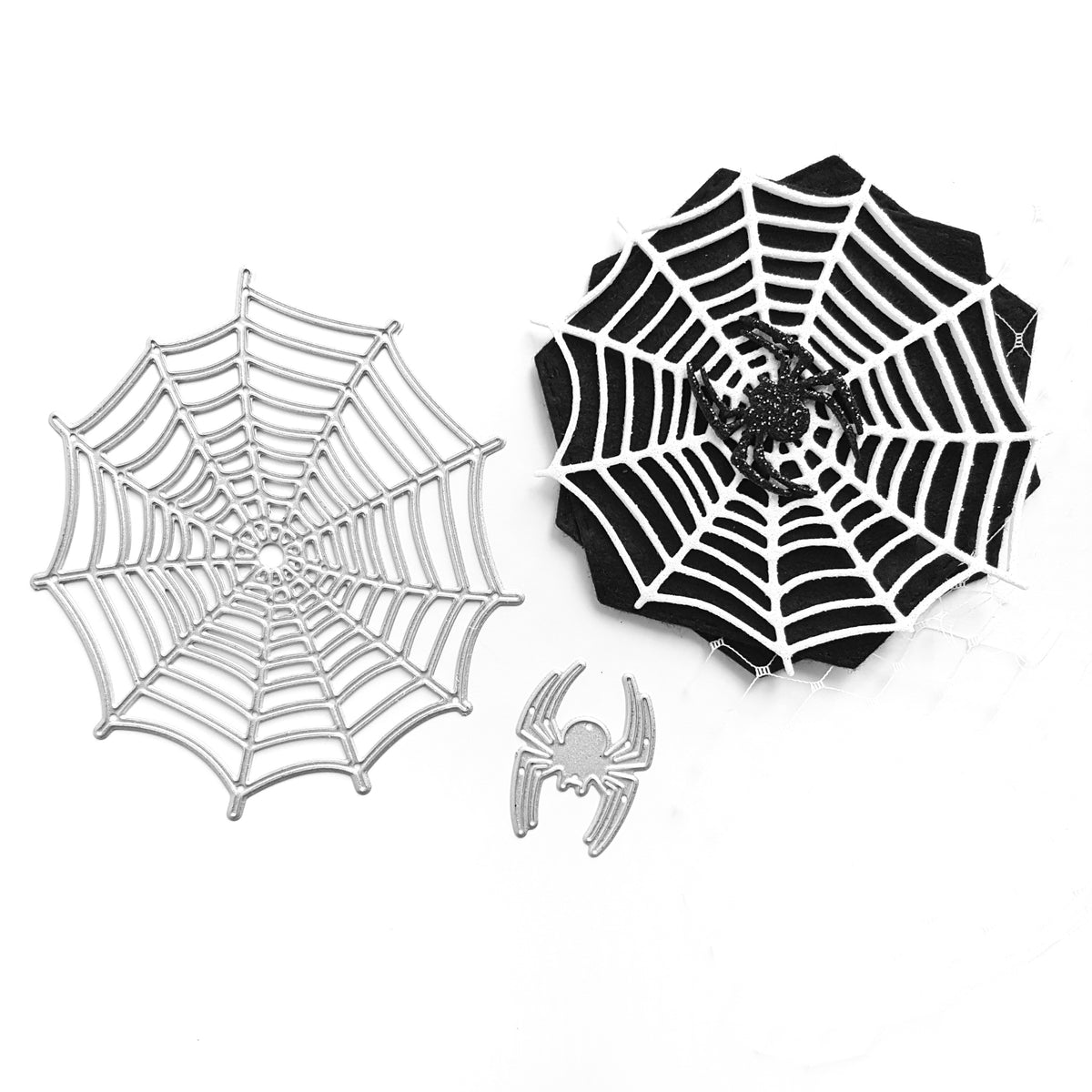 Spider web with spider die cut Embellishments 5 sets/ 10 pc black card stock…