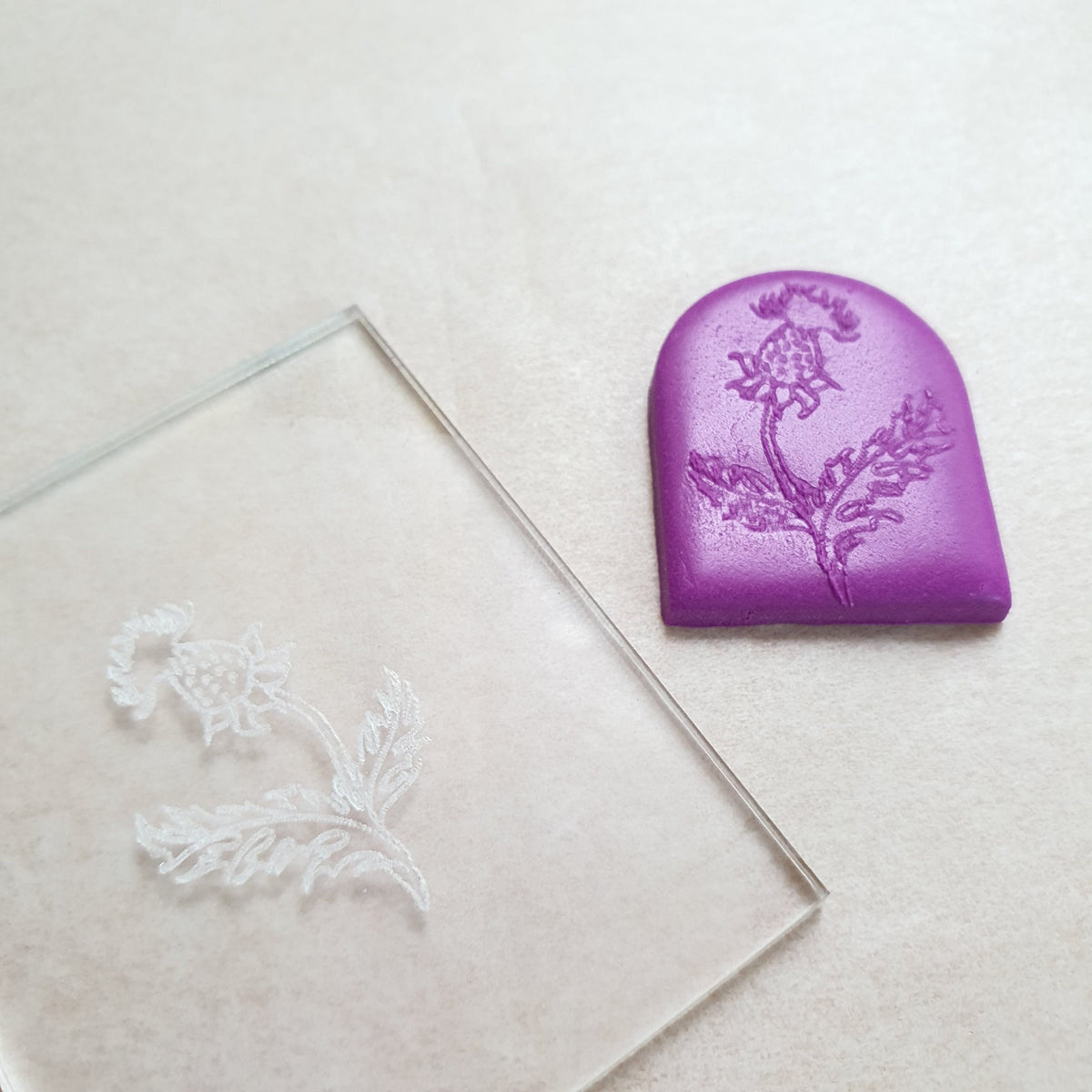 Embossing stamp for polymer clay Clover Floral texture plate Flower  debossing stamp Acrylic stamps