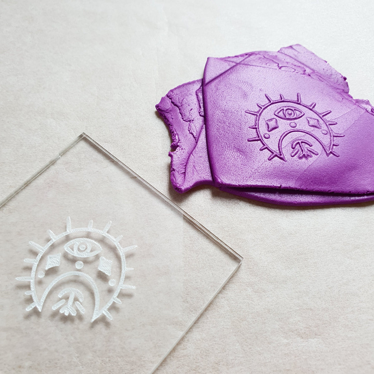 Embossing stamp for polymer clay Magic Moon texture plate debossing stamp  Acrylic stamps