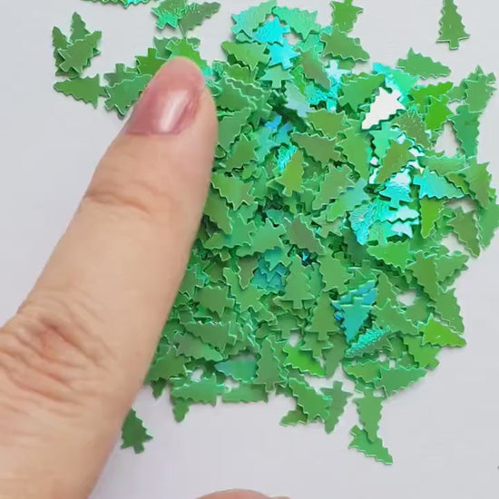 Christmas tree sequins Green Hologram Chunky glitter for Resin Epoxy crafts