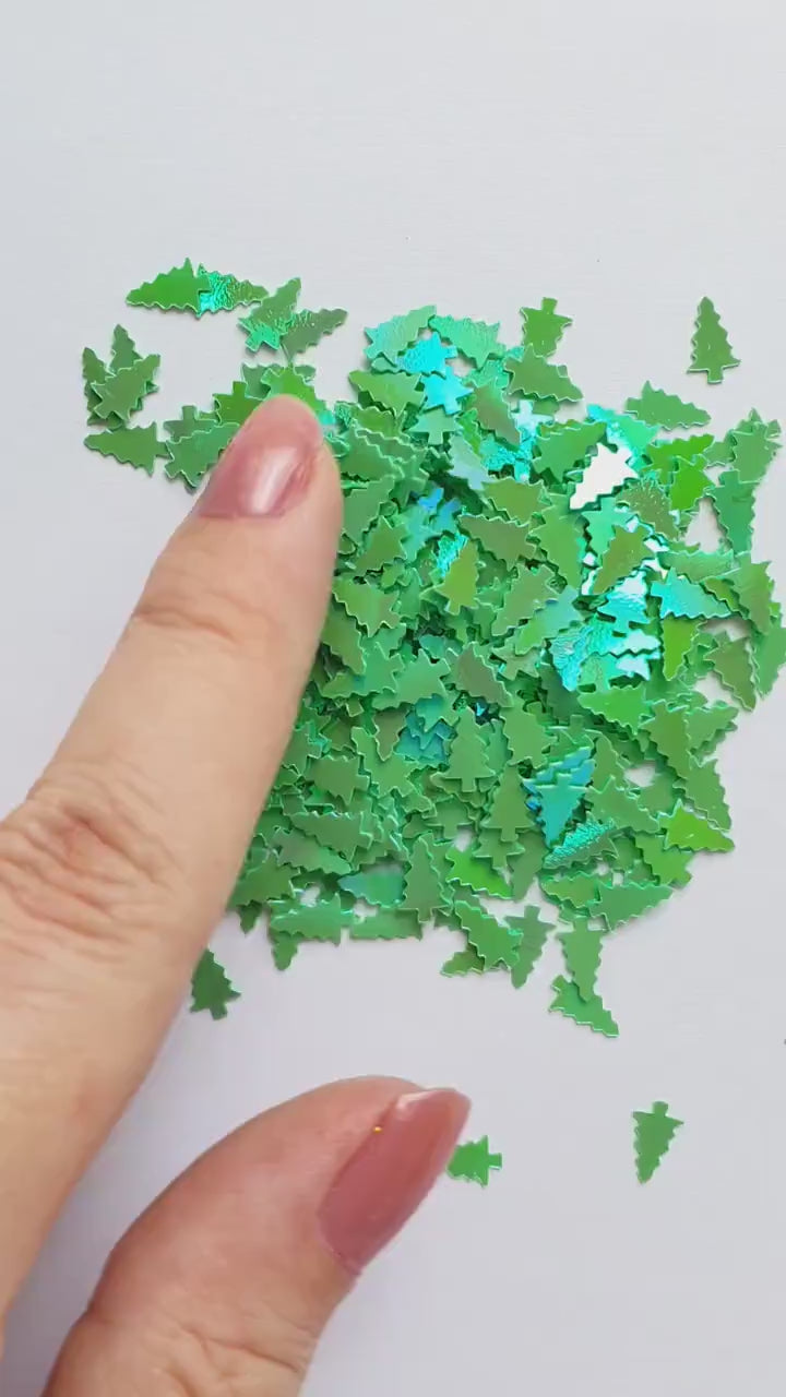 Christmas tree sequins Green Hologram Chunky glitter for Resin Epoxy crafts