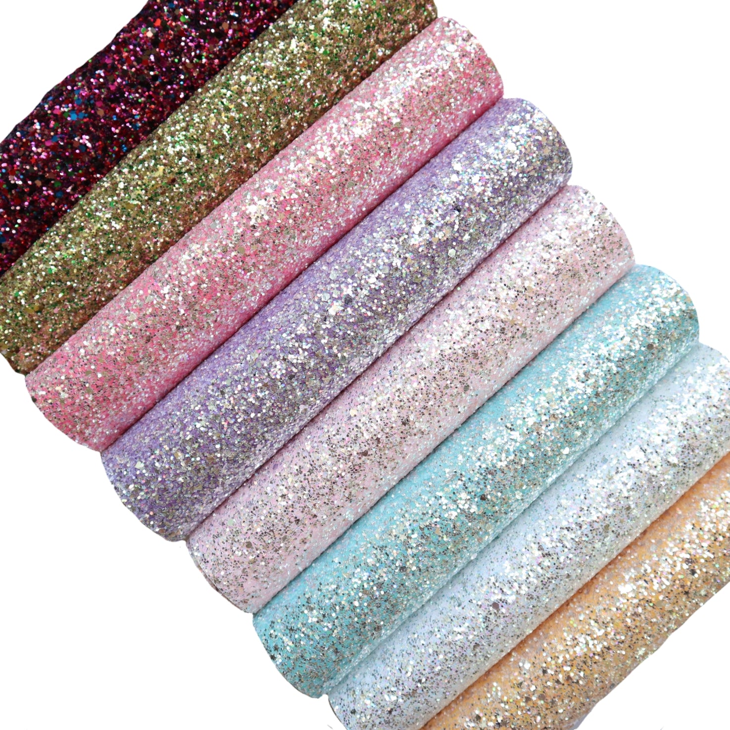 Chunky Glitter 8x10 GOLD and WHITE Metallic Glitter Fabric applied to  Leather 5.5-6oz /2.2-2.4 mm PeggySueAlso® E4355-52