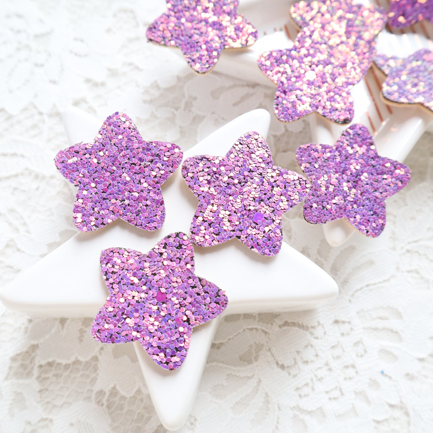 Chunky glitter stars patches 3.1 cm 10 pcs - Luxy Kraft