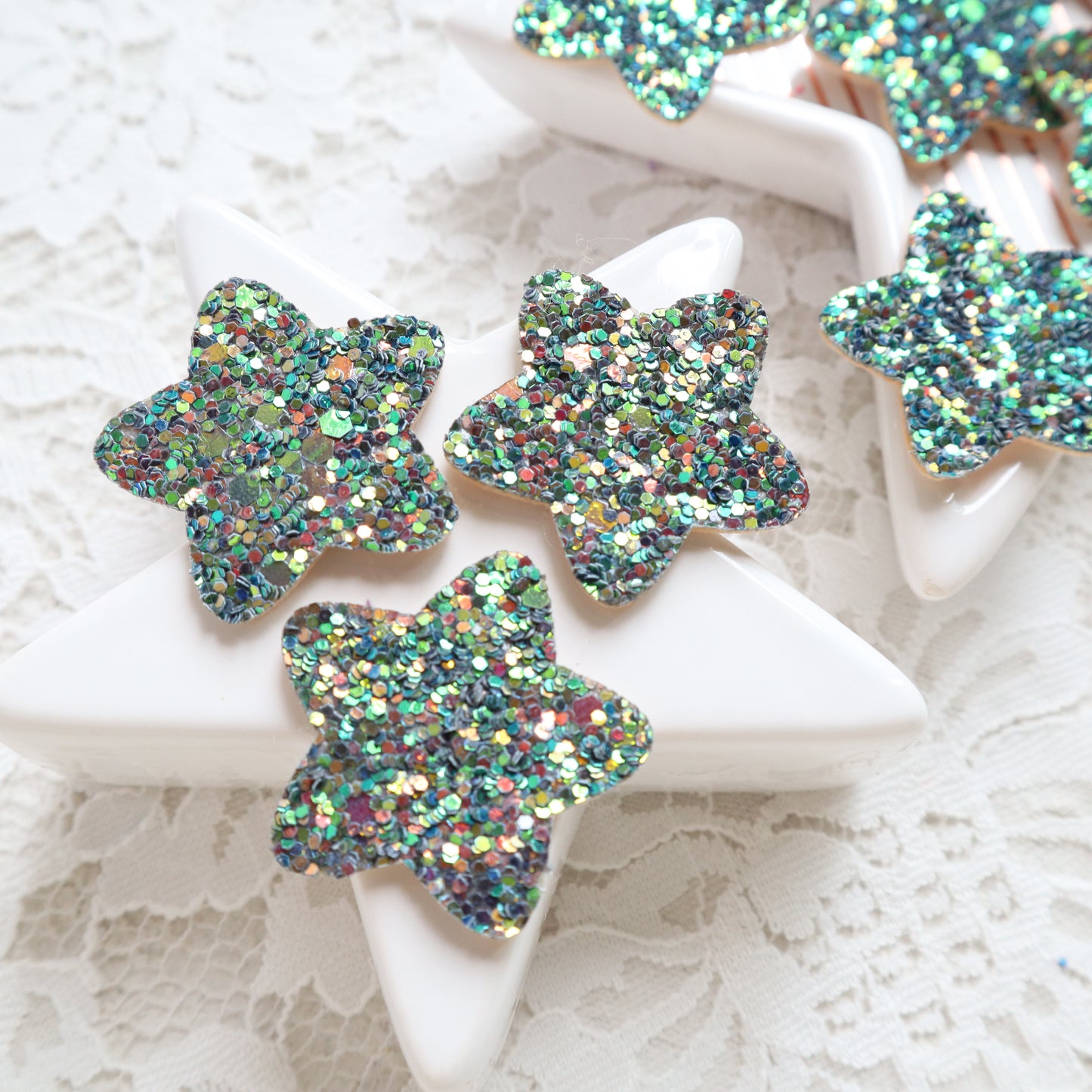 Chunky glitter stars patches 3.1 cm 10 pcs - Luxy Kraft