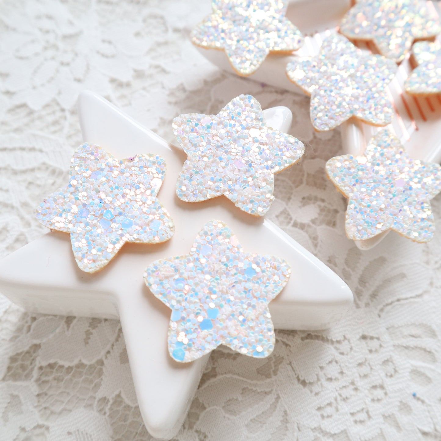 Chunky glitter stars patches 3.1 cm 10 pcs - Luxy Kraft