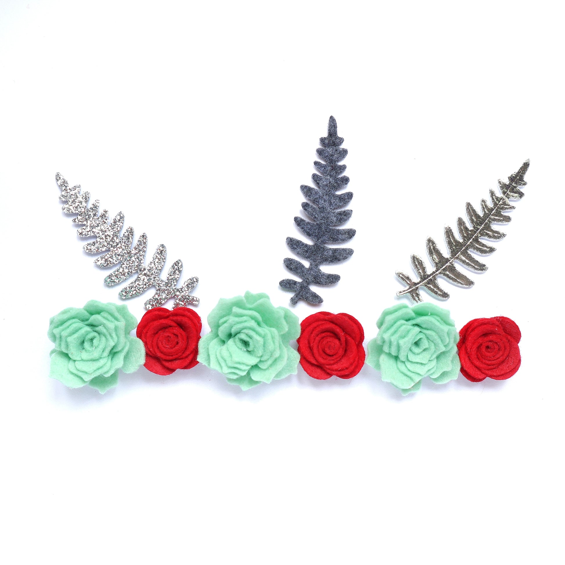 DIY PRECUT FELT CHRISTMAS DECOR FLOWERS AND LEAVES KIT K-9 - Luxy Kraft