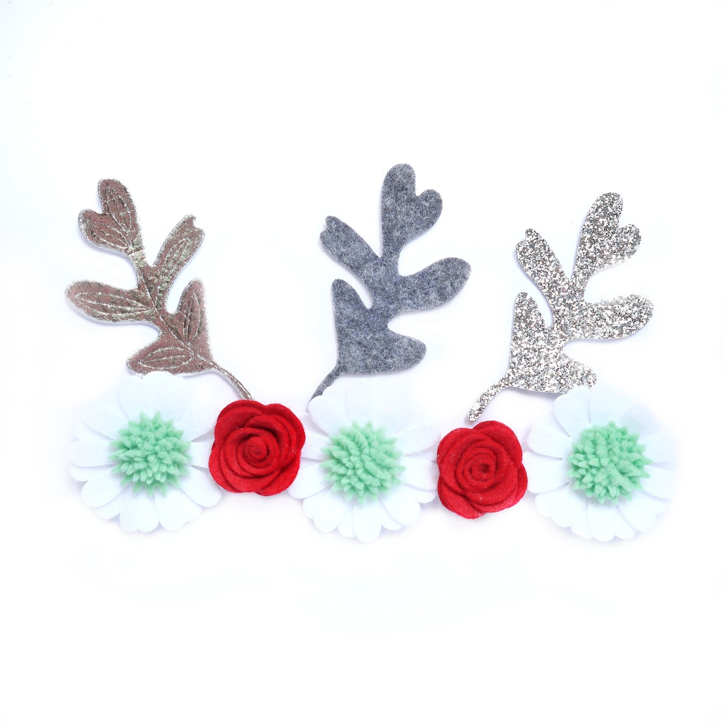 DIY PRECUT FELT CHRISTMAS DECOR FLOWERS AND LEAVES KIT K-9 - Luxy Kraft