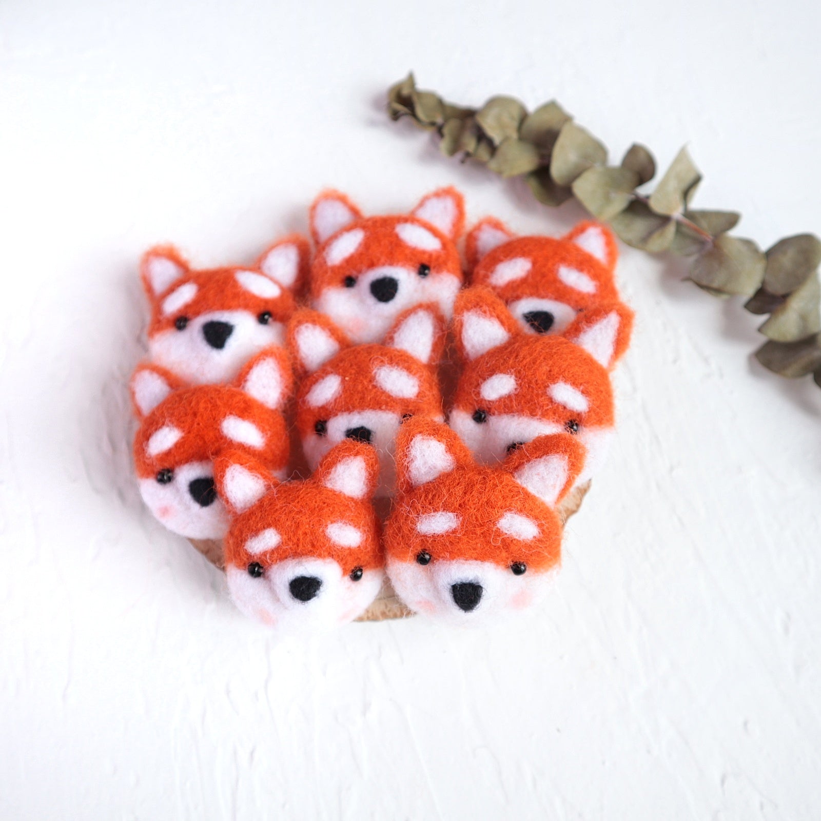 100% Wool needle felt Fox Forest Animals 3.7 cm - Luxy Kraft