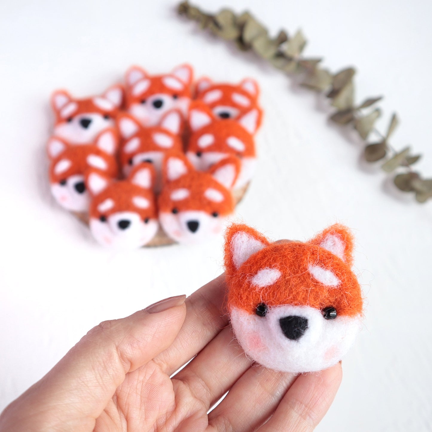 100% Wool needle felt Fox Forest Animals 3.7 cm - Luxy Kraft