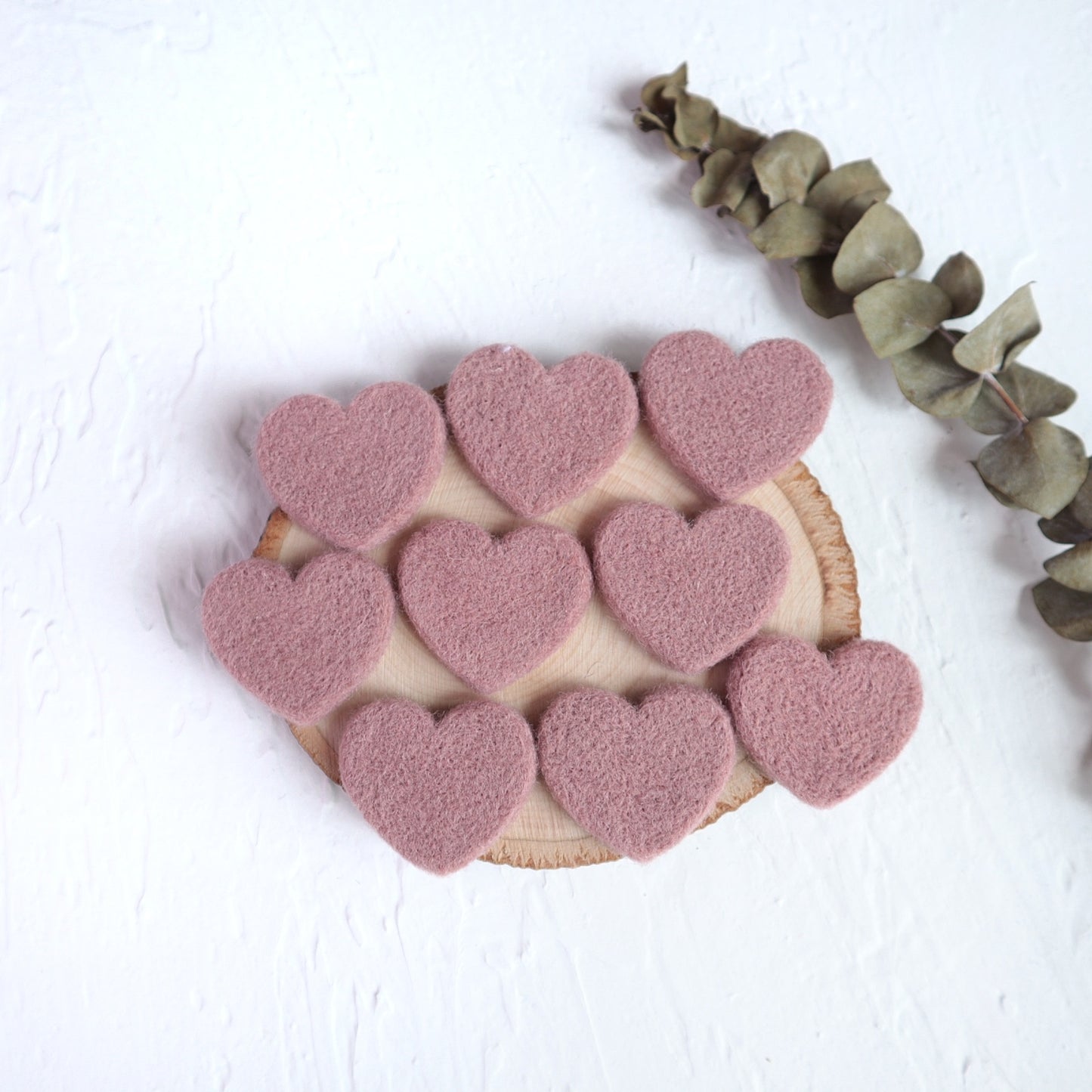 100% Wool needle felt Dusty Rose Pink Heart 3.8 cm - Luxy Kraft