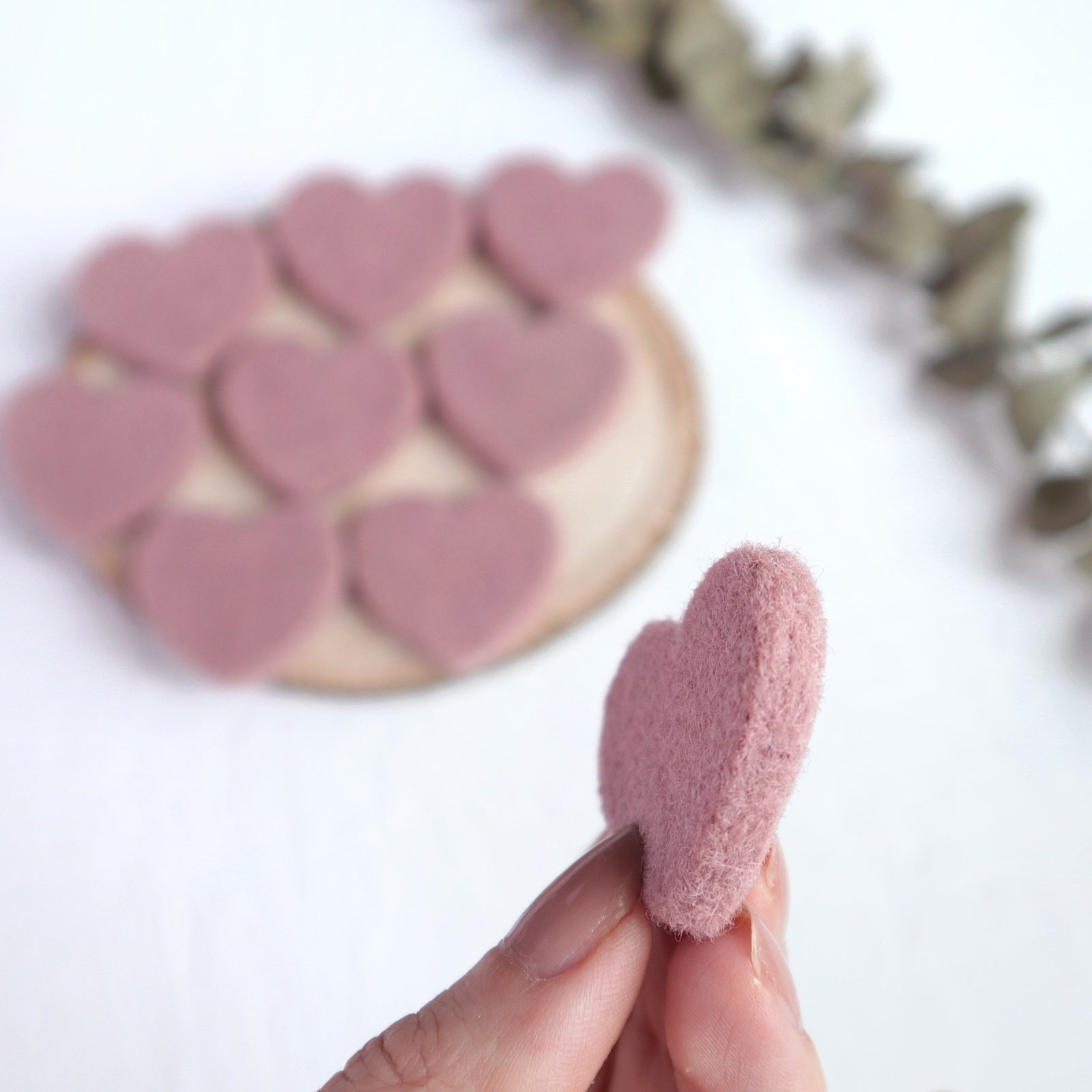 100% Wool needle felt Dusty Rose Pink Heart 3.8 cm - Luxy Kraft