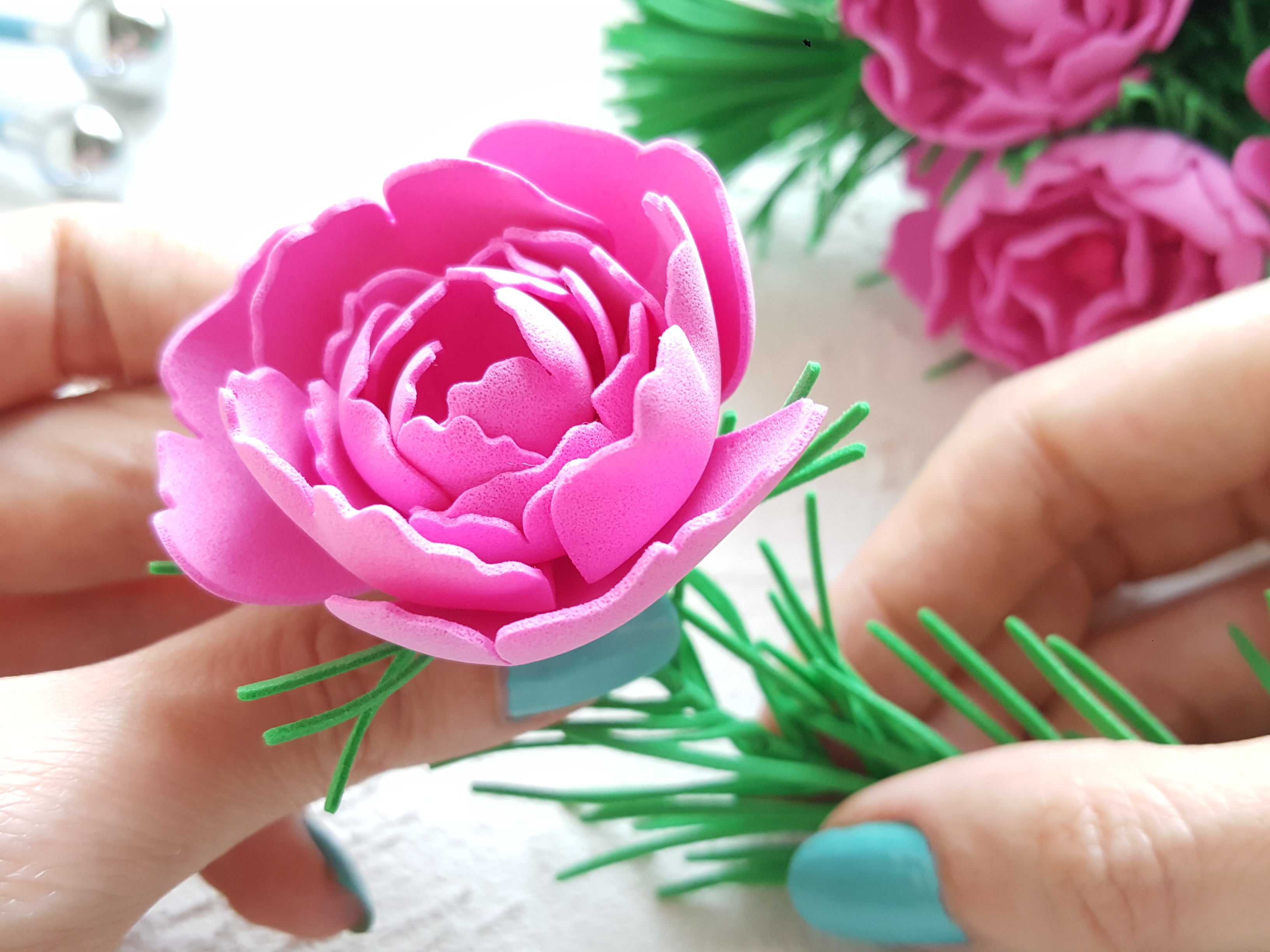 6/Pcs Peony Flower Metal Die Cuts for Card Making Spring Flower