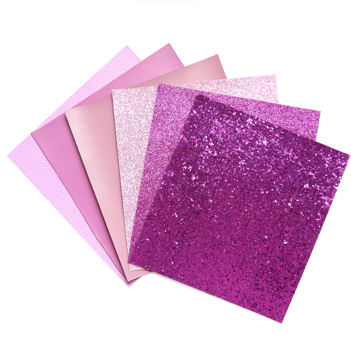 PINK COLORS SYNTHETIC LEATHER FAUX LEATHER FABRIC 20X22 CM 6 PCS SET - Luxy Kraft