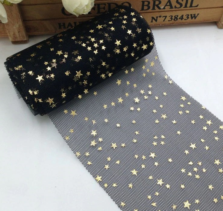 SOFT SEQUINS STAR TULLE FABRIC 8 CM x 5 M - Luxy Kraft