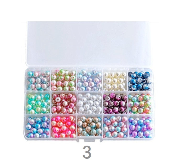 Faux pearl mix colors beads box 6 mm, 8 mm, 10 mm - Luxy Kraft