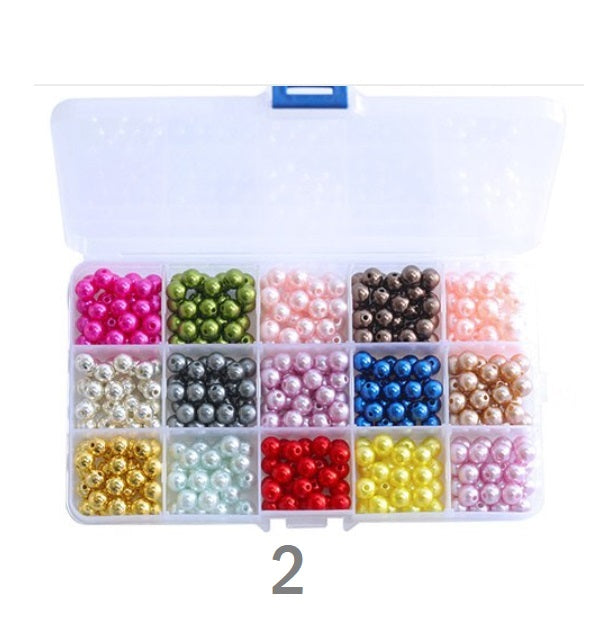 Faux pearl mix colors beads box 6 mm, 8 mm, 10 mm - Luxy Kraft