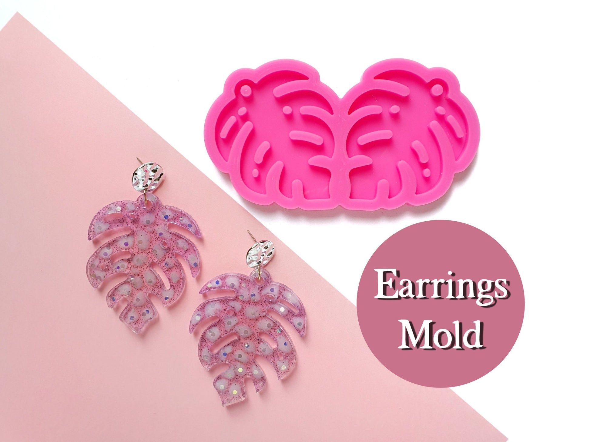 Earrings molds for resin Monstera Leaves silicone mold for epoxy - Luxy Kraft