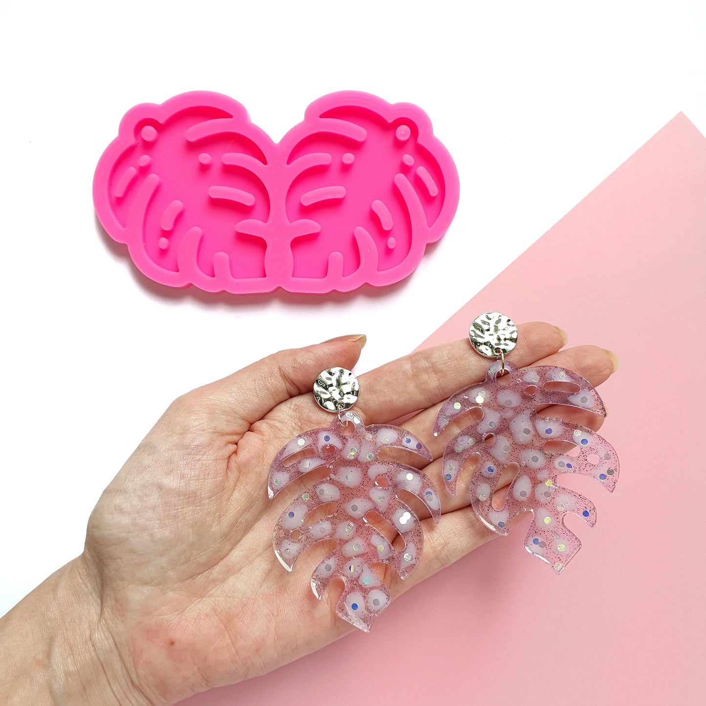 Earrings molds for resin Monstera Leaves silicone mold for epoxy - Luxy Kraft