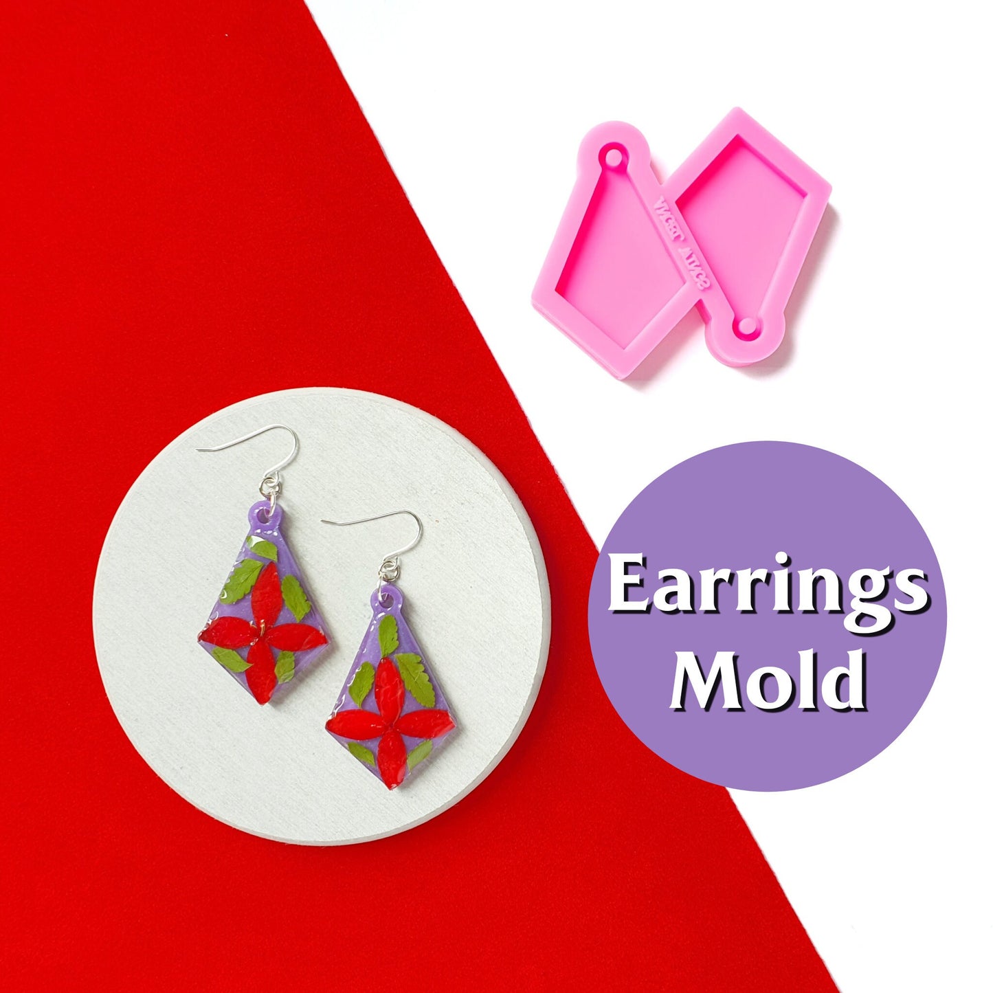 Earrings silicone mold for resin Geometry Rhombus silicone molds for epoxy - Luxy Kraft