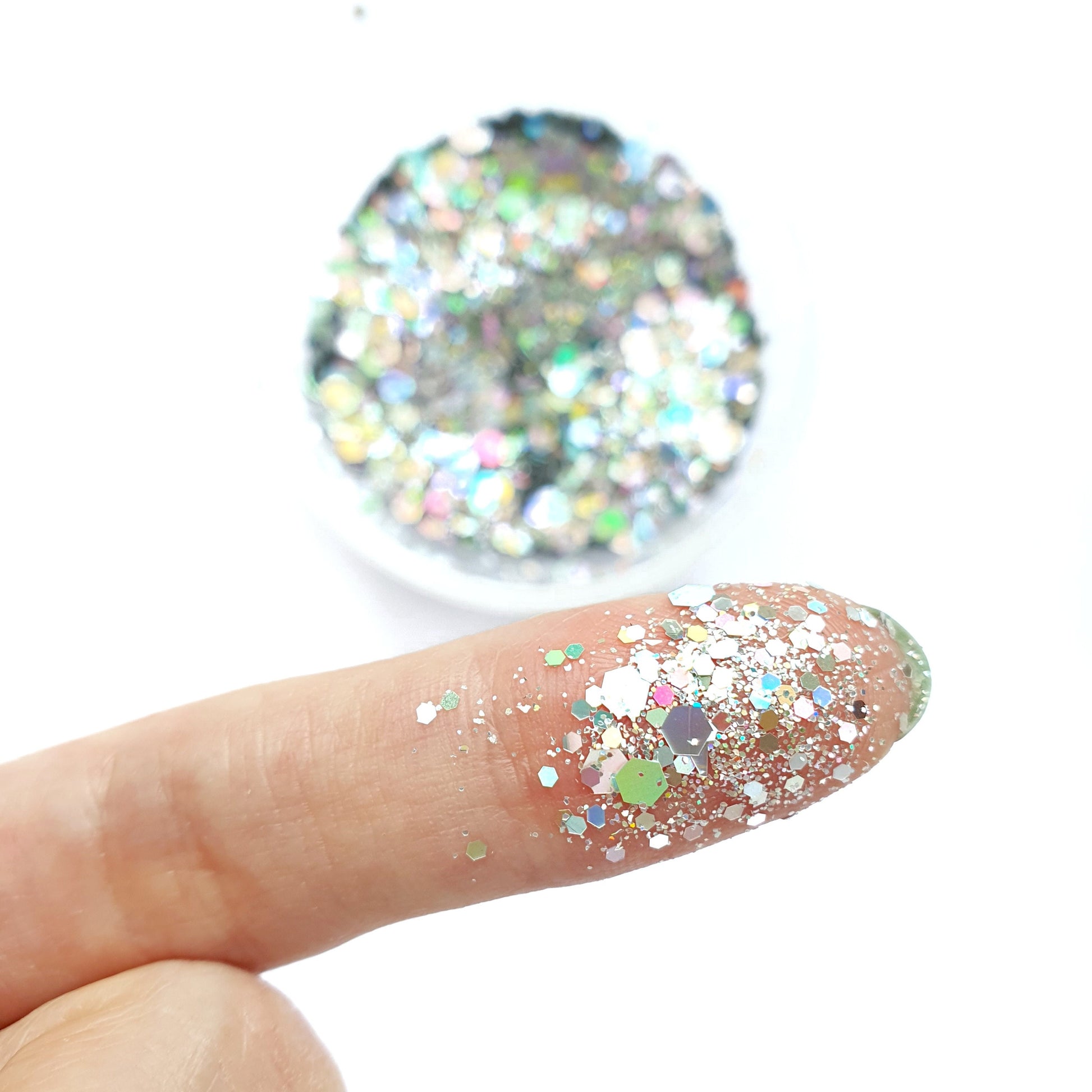 Silver Mix Hologram Chunky glitter for Resin crafts, Glitter for nail art, body, makeup, hair, face - Luxy Kraft