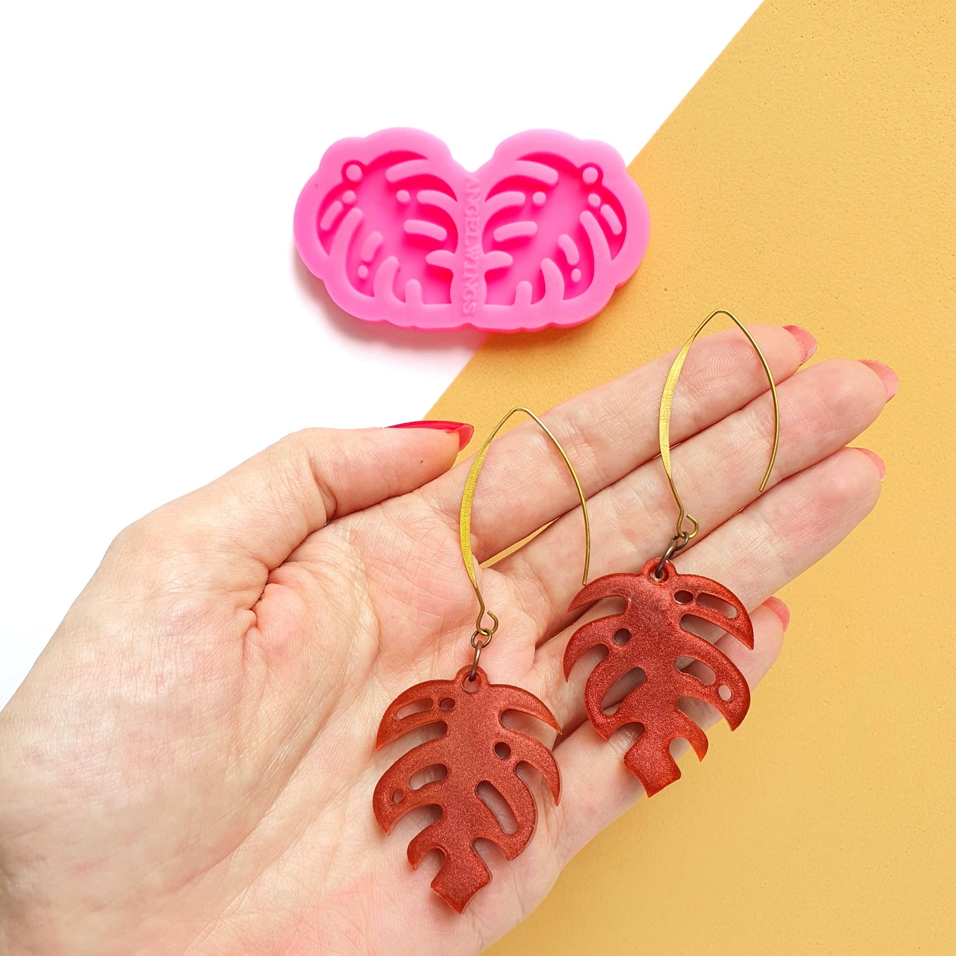 Earrings silicone mold for resin silicone Monstera mold for epoxy - Luxy Kraft