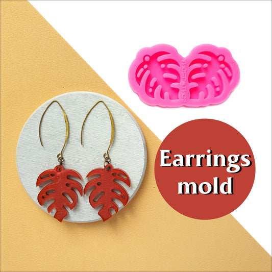 Earrings silicone mold for resin silicone Monstera mold for epoxy - Luxy Kraft