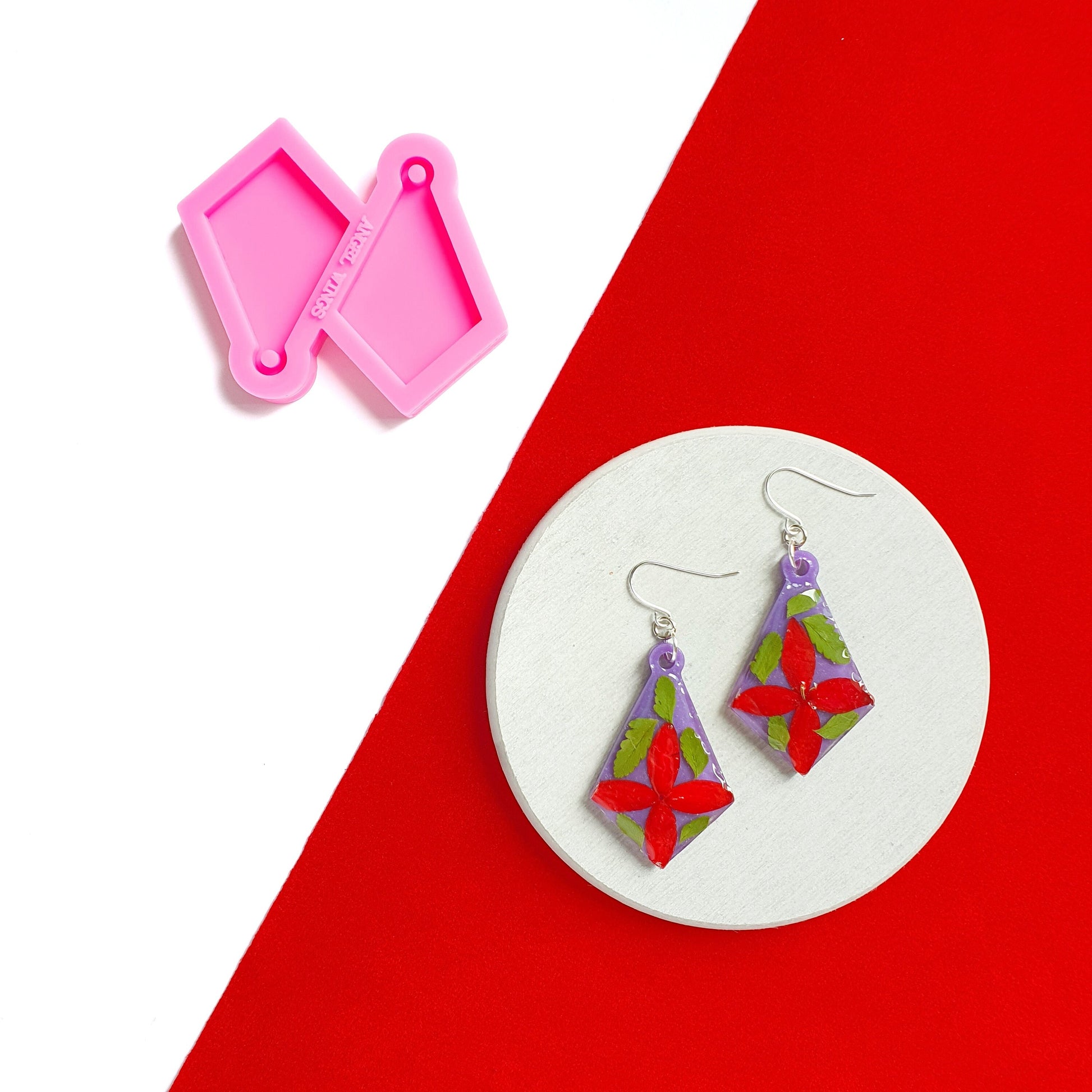 Earrings silicone mold for resin Geometry Rhombus silicone molds for epoxy - Luxy Kraft