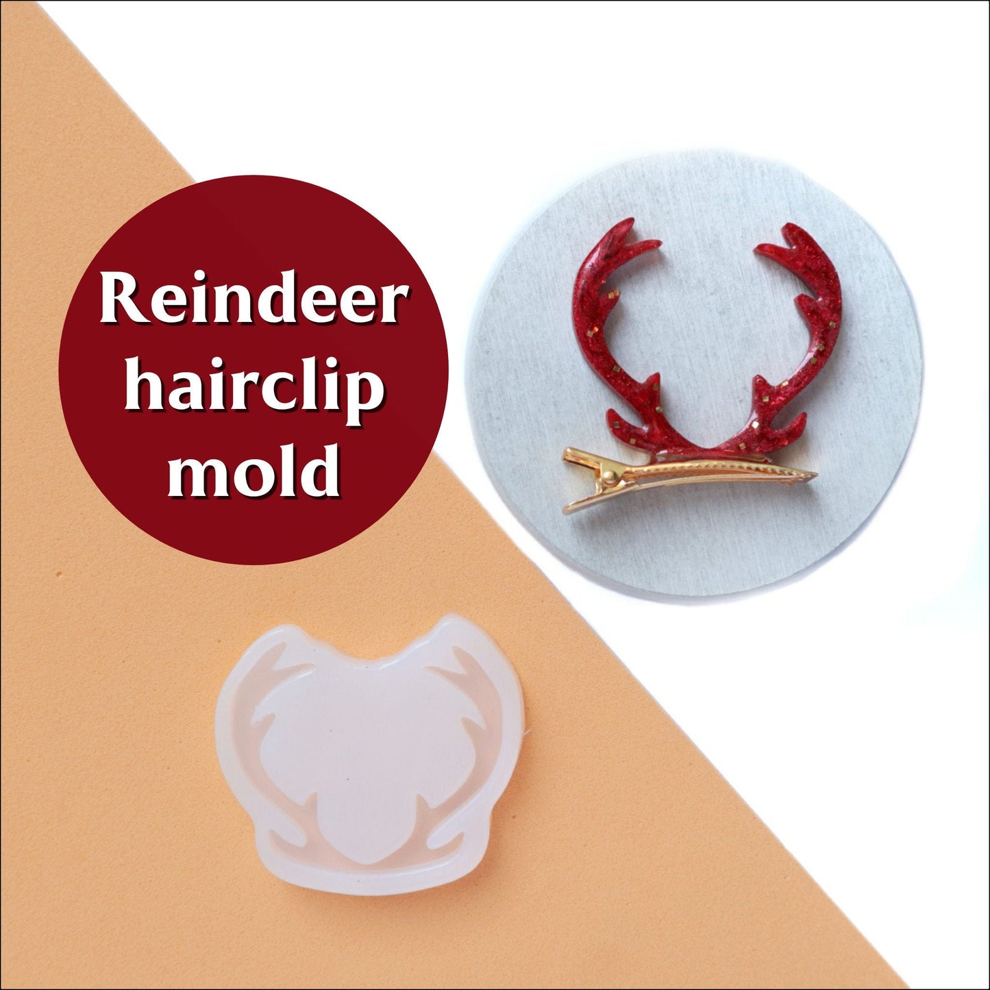 Reindeer Silicone hair clip mold for resin and epoxy Jewelry resin mould - Luxy Kraft