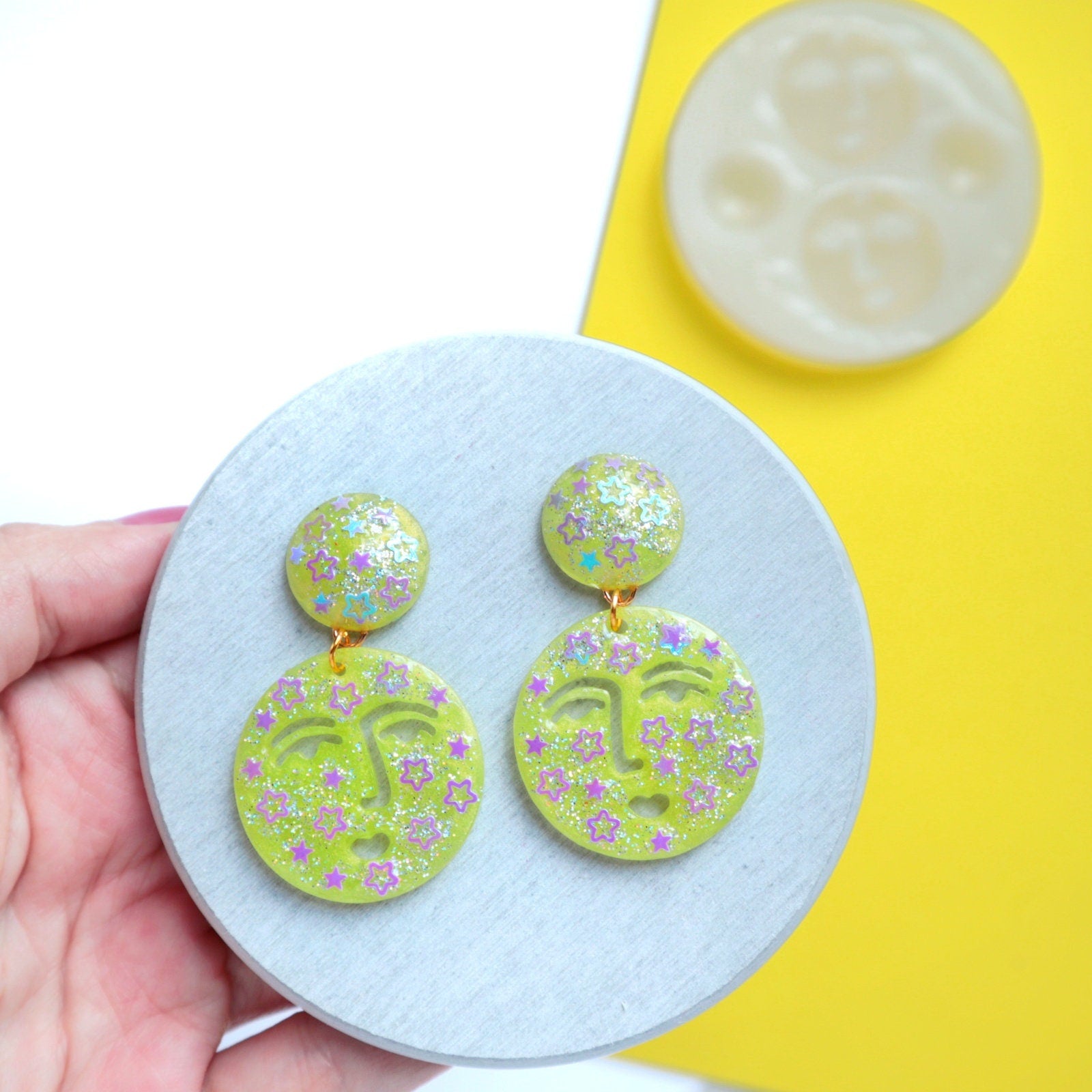 Silicone earrings mold "Face" mould for resin and epoxy - Luxy Kraft