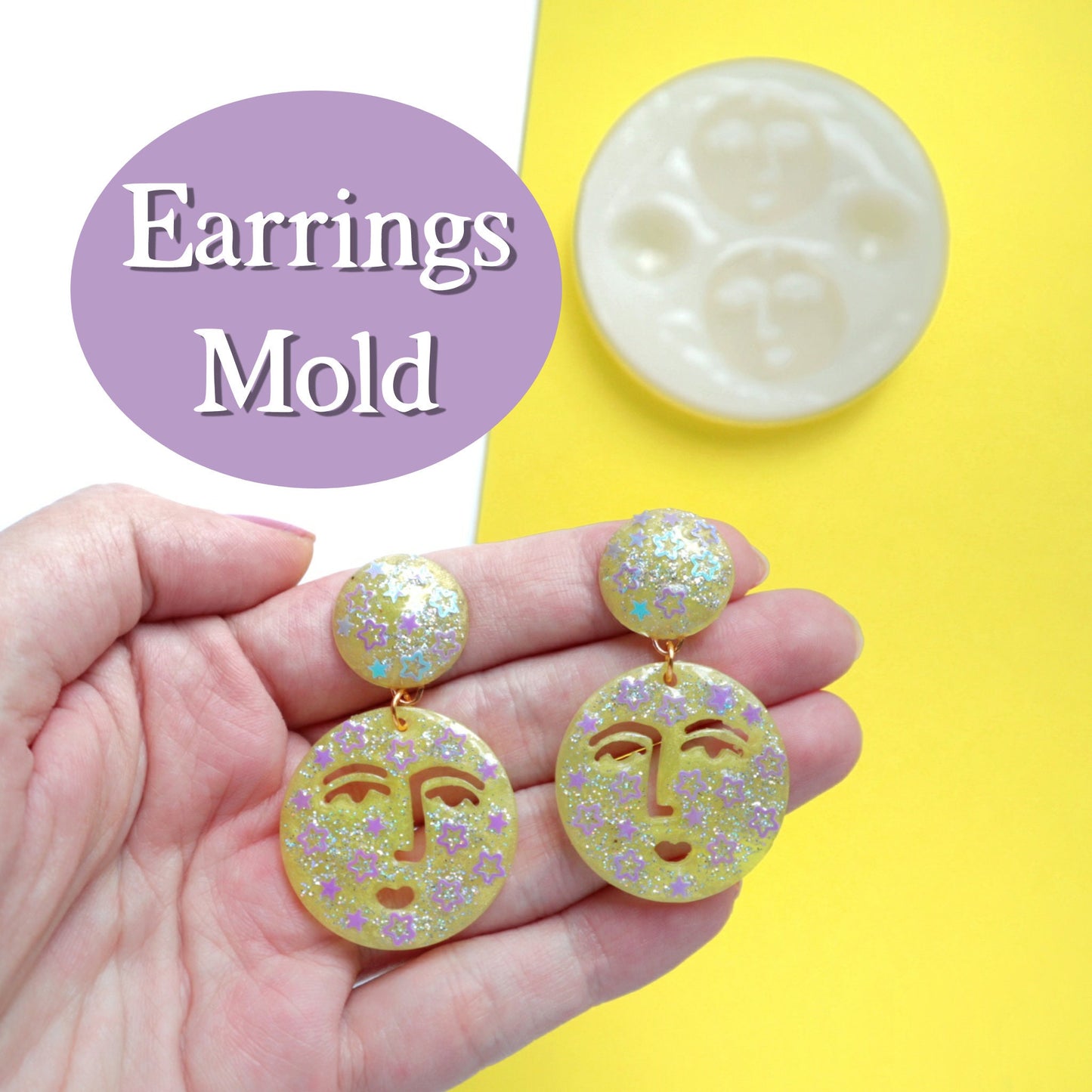 Silicone earrings mold "Face" mould for resin and epoxy - Luxy Kraft