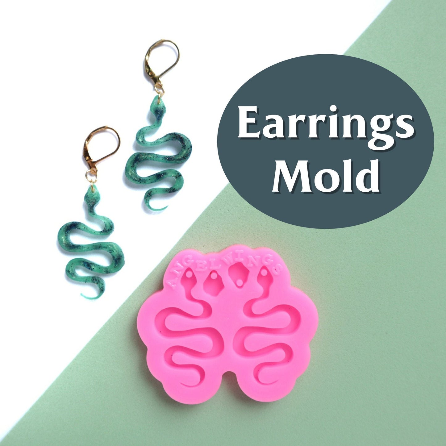 Earrings silicone mold for resin "Snake" silicone molds for epoxy S size - Luxy Kraft