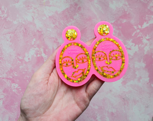 Earrings silicone mold for resin "Woman face" silicone molds for epoxy