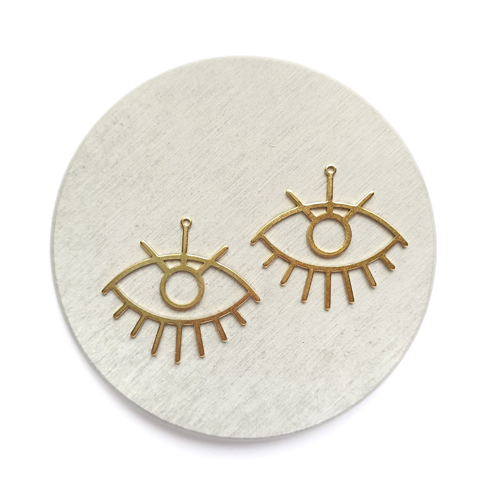 4 pcs Earrings components Earrings findings DIY jewelry Raw brass Eyes charms - Luxy Kraft