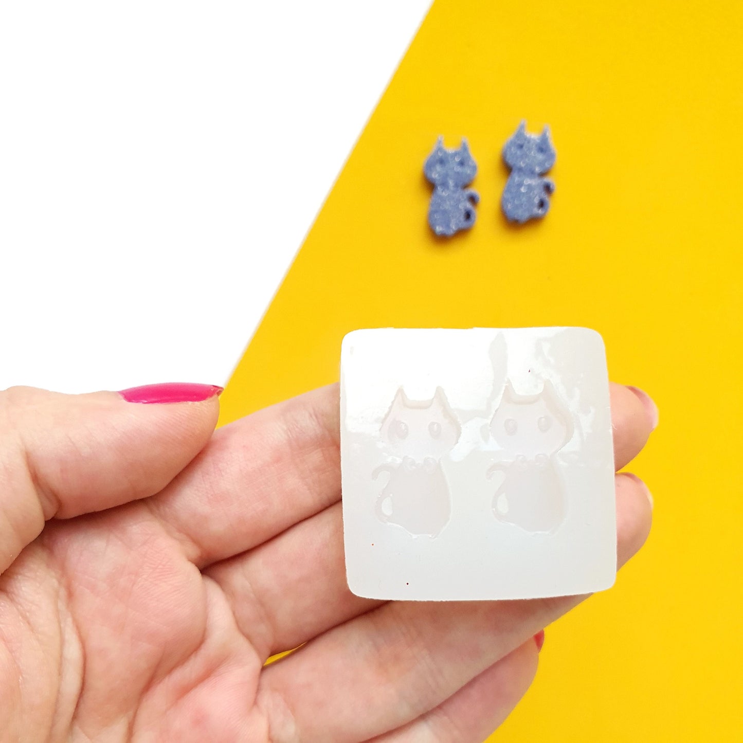 Silicone earrings mold mould for resin and epoxy "Cat"