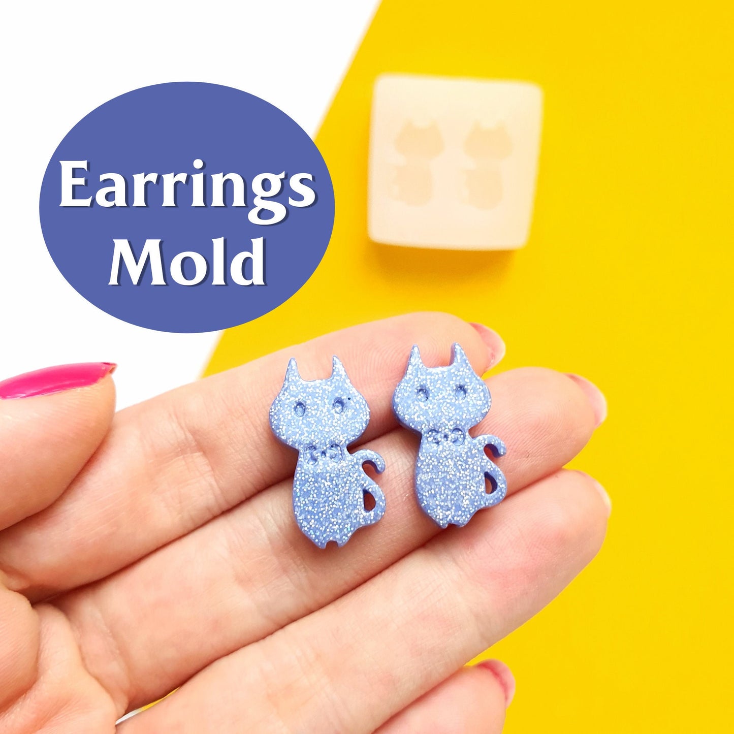 Silicone earrings mold mould for resin and epoxy "Cat"