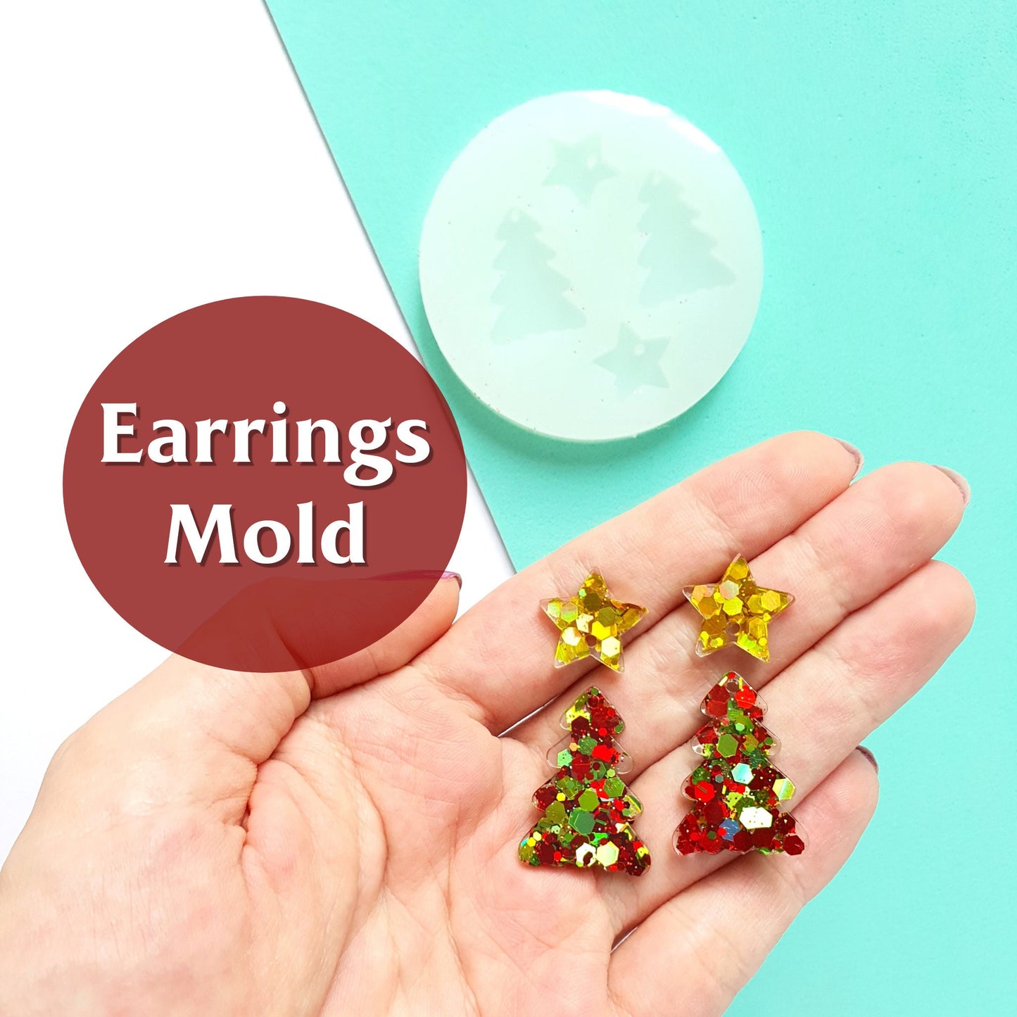 Silicone earrings mold "Christmas"  for resin and epoxy mould for jewelry "Christmas tree, Stars" - Luxy Kraft