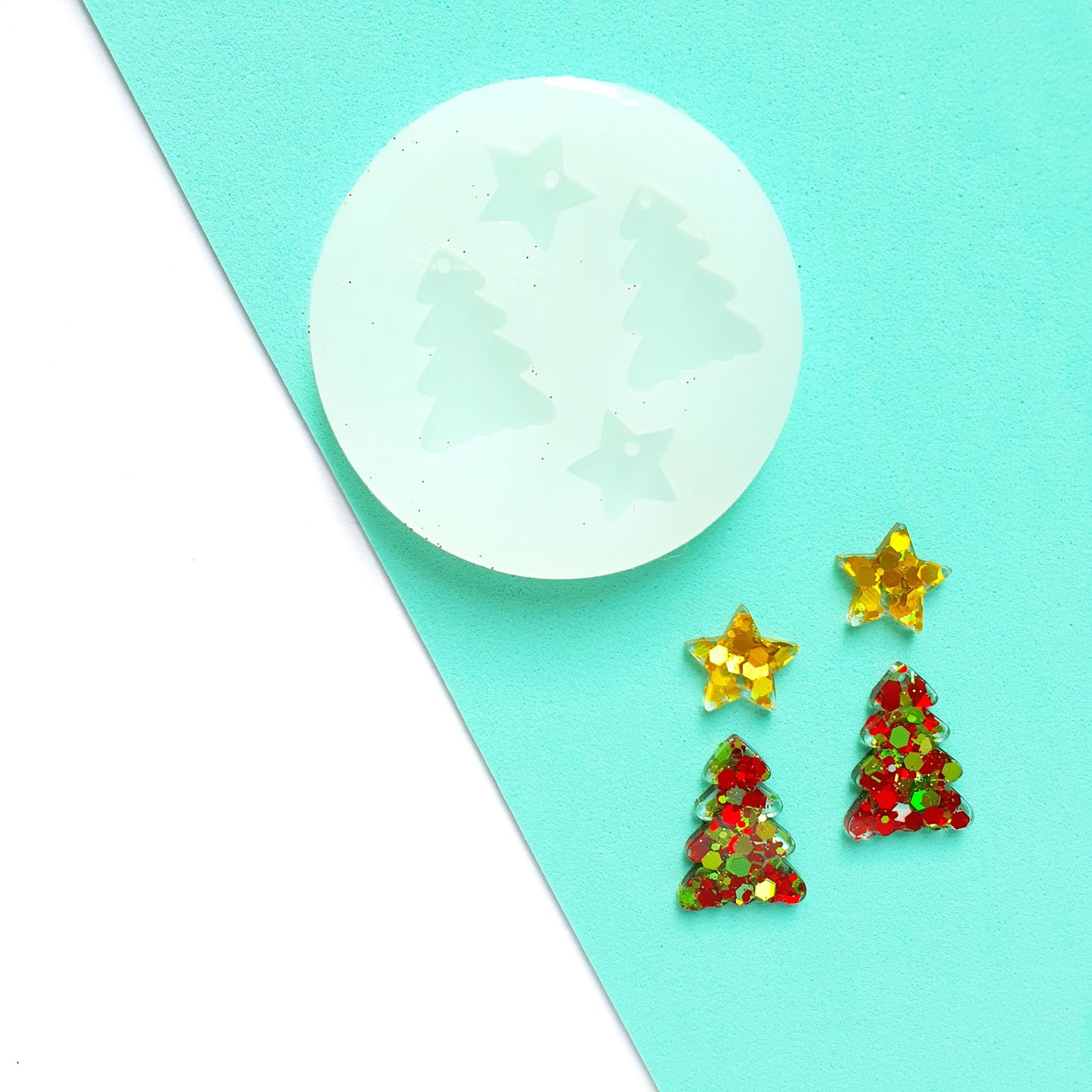 Silicone earrings mold "Christmas"  for resin and epoxy mould for jewelry "Christmas tree, Stars" - Luxy Kraft