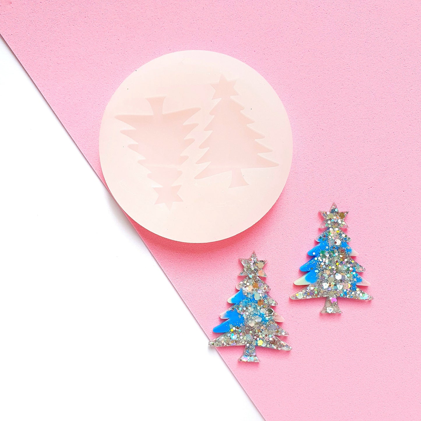 Silicone earrings mold "Christmas"  for resin and epoxy mould for jewelry "Christmas tree" - Luxy Kraft