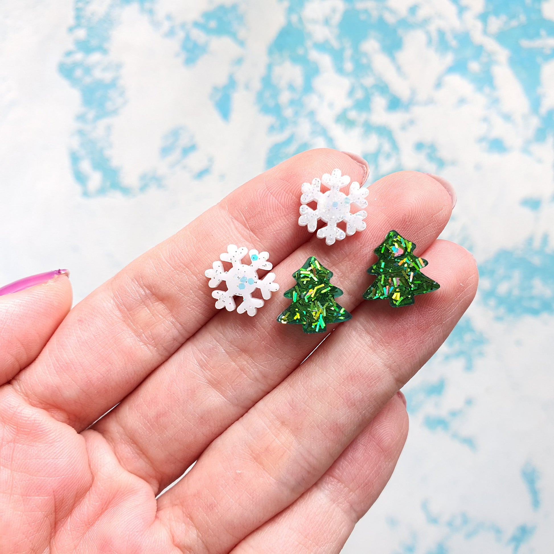 Silicone earrings mold "Christmas" for resin and epoxy mould for jewelry "Christmas tree, Snowflake" for stud earrings