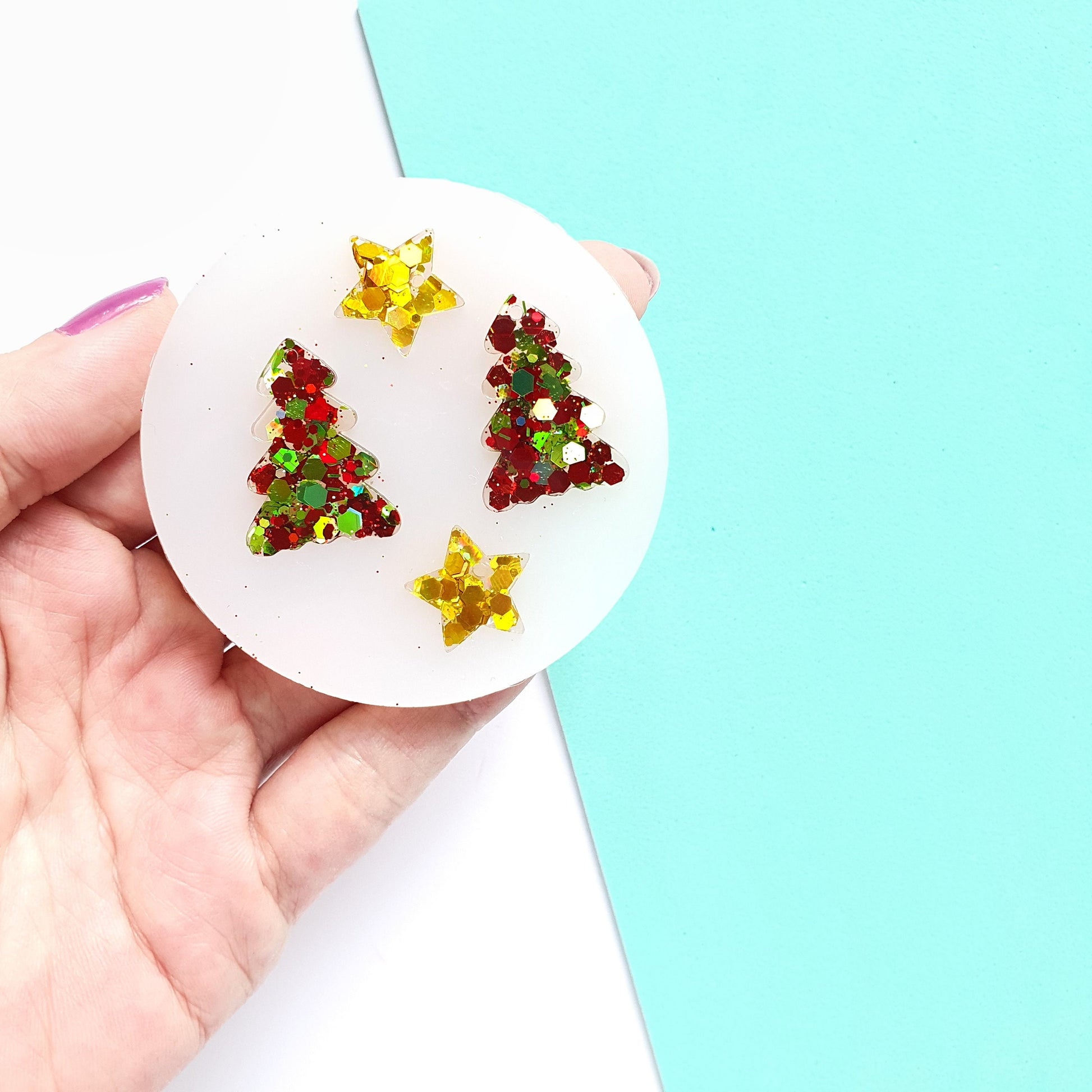 Silicone earrings mold "Christmas"  for resin and epoxy mould for jewelry "Christmas tree, Stars" - Luxy Kraft