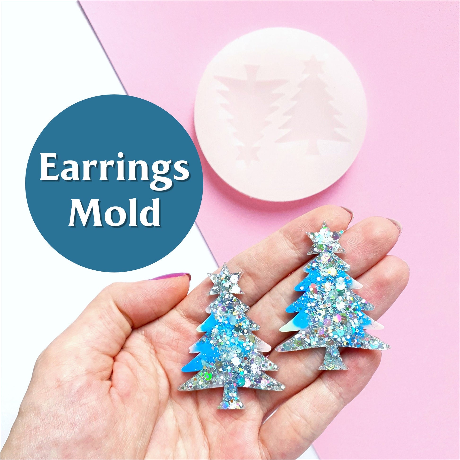 Silicone earrings mold "Christmas"  for resin and epoxy mould for jewelry "Christmas tree" - Luxy Kraft