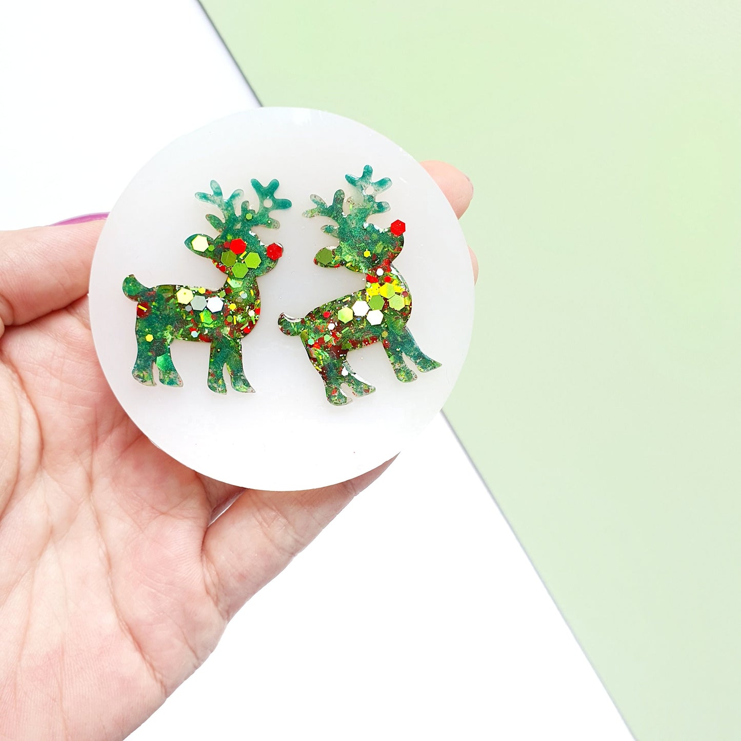 Silicone earrings mold "Christmas" for resin and epoxy mould for jewelry "Reindeer" - Luxy Kraft