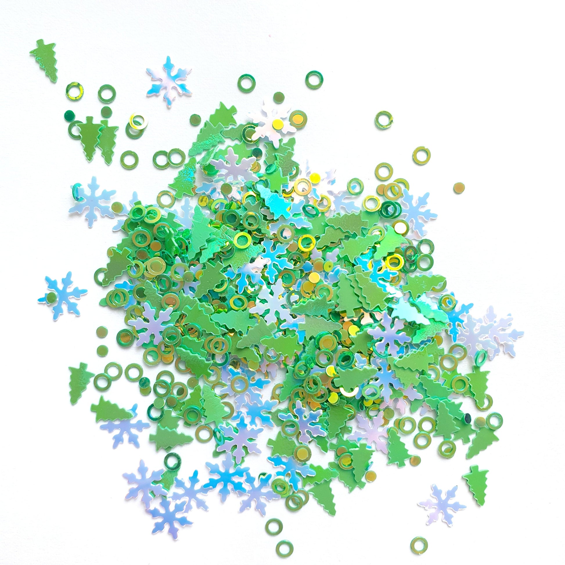 Christmas tree Snowflake Circle sequins Green Hologram Chunky glitter for Resin Epoxy crafts - Luxy Kraft