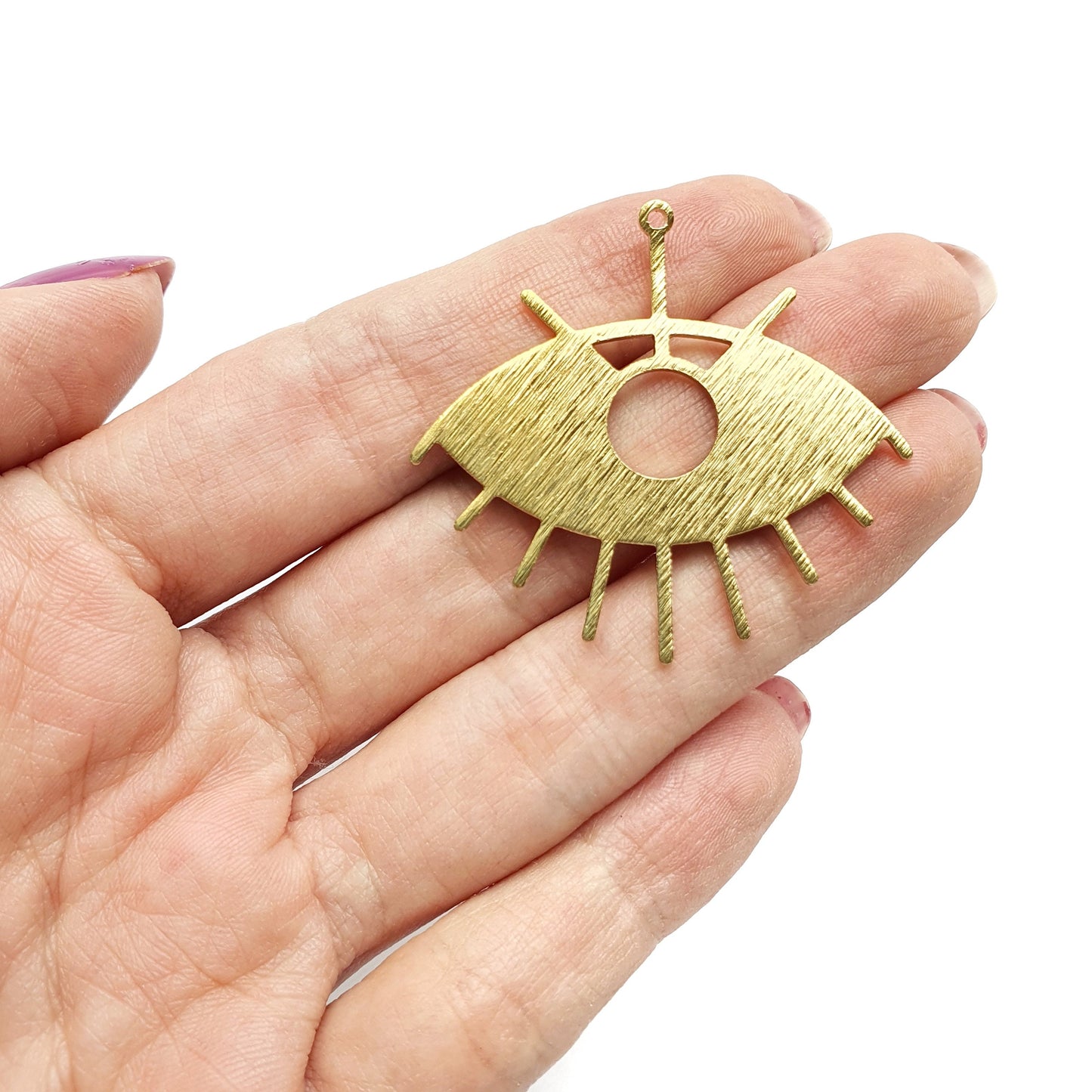 6 pcs Earrings components Earrings findings DIY jewelry Raw brass Textured Eyes charms Pendants - Luxy Kraft