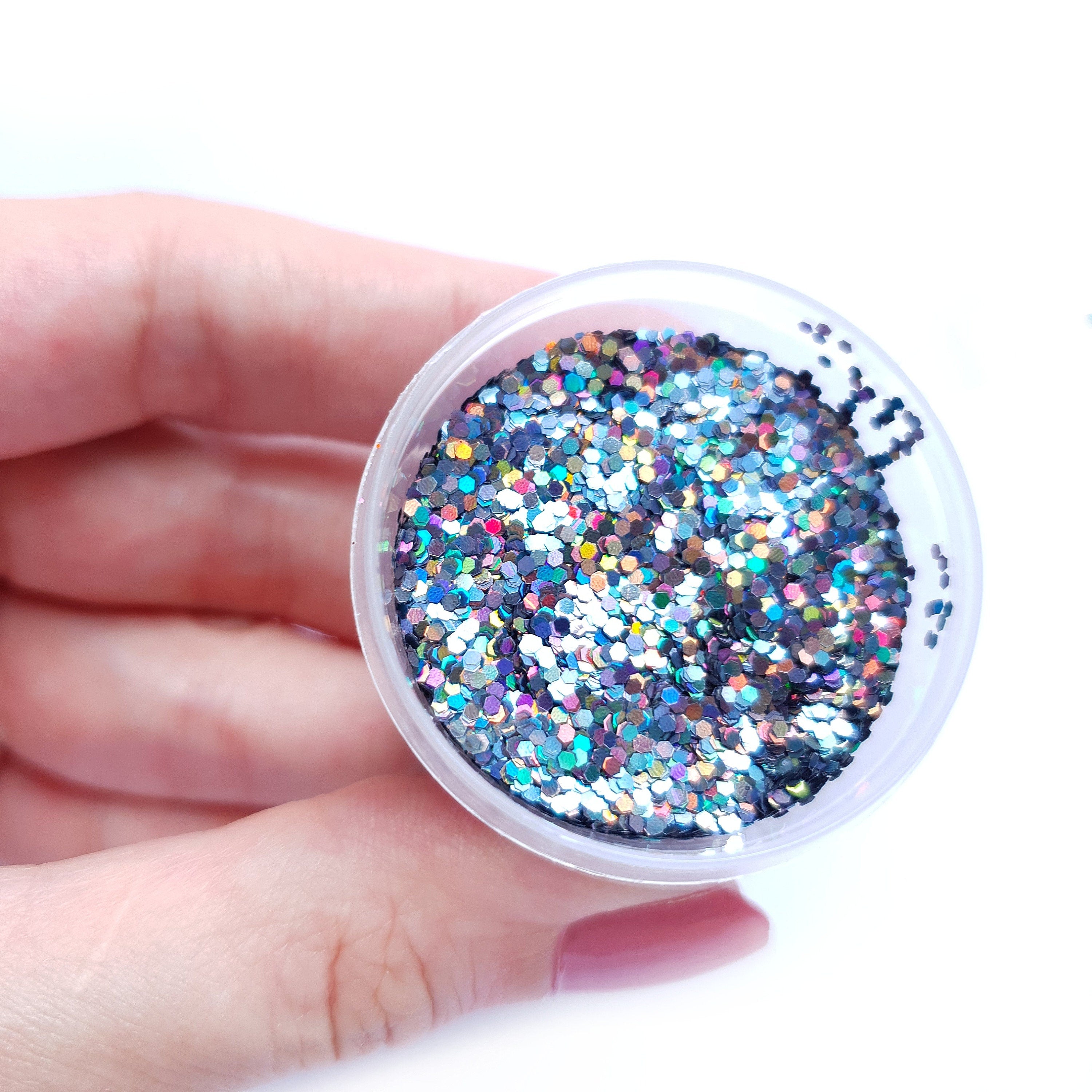 Dark Silver Hologram Hexagon Chunky glitter for Resin Epoxy crafts