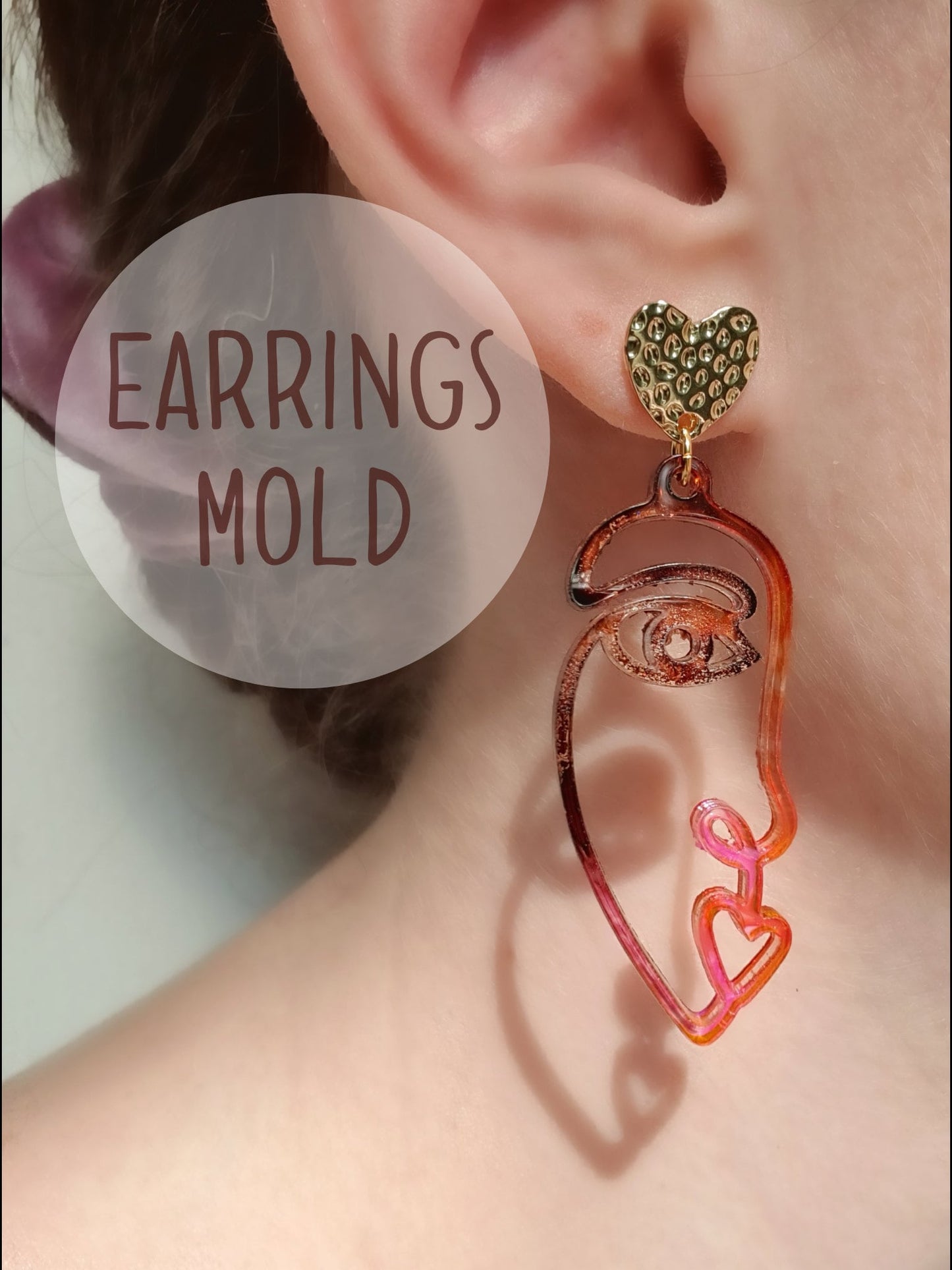 Abstract Woman Face Silicone earrings mold Jewelry Resin mould for resin and epoxy - Luxy Kraft