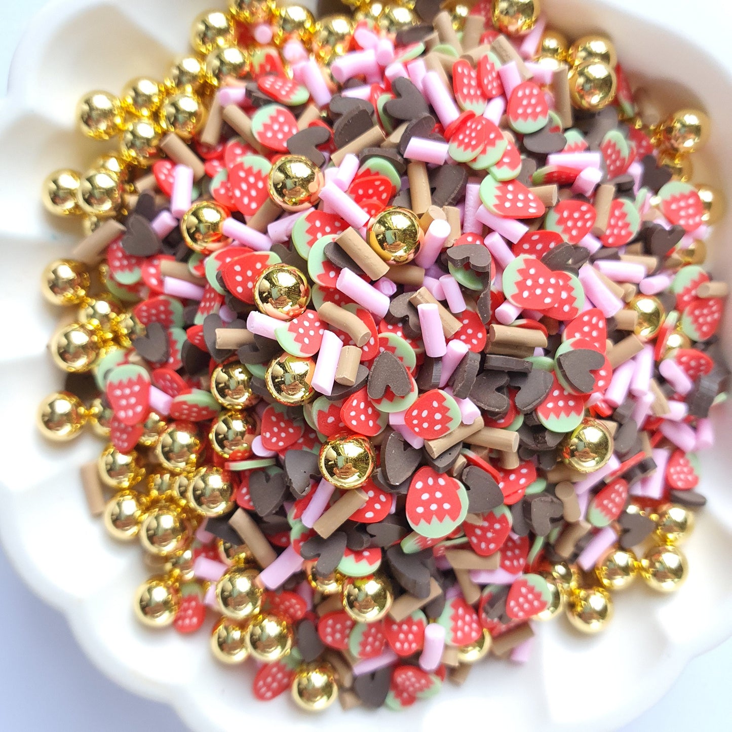 Mini strawberry chocolate decor polymer clay shapes for Resin Epoxy crafts for nail design - Luxy Kraft