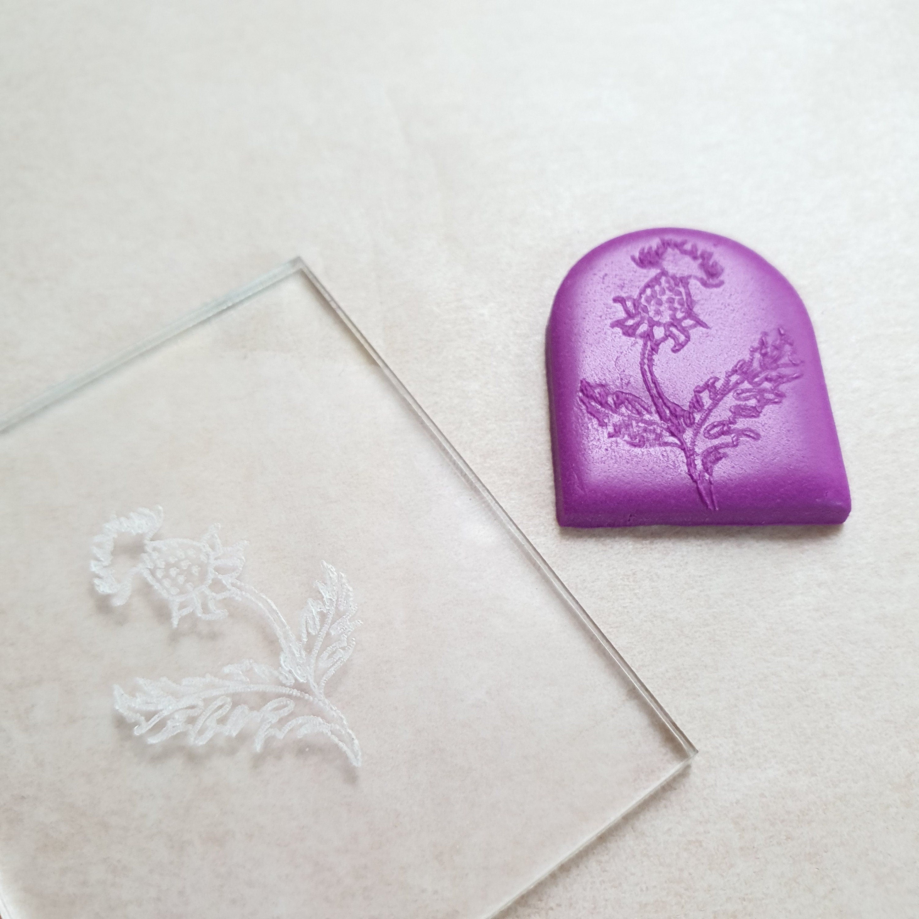 12 pcs set Embossing stamp for polymer clay Floral texture plate Flower  debossing stamp Acrylic stamps