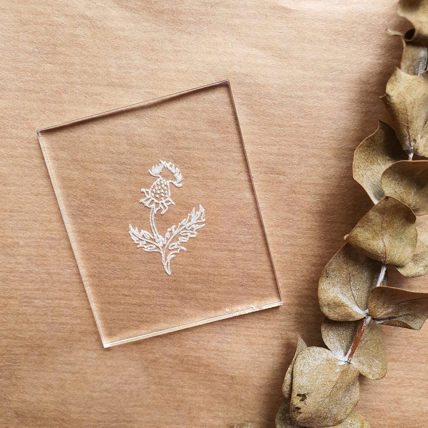 Embossing stamp for polymer clay "Thistle" Floral texture plate Flower debossing stamp Acrylic stamps - Luxy Kraft